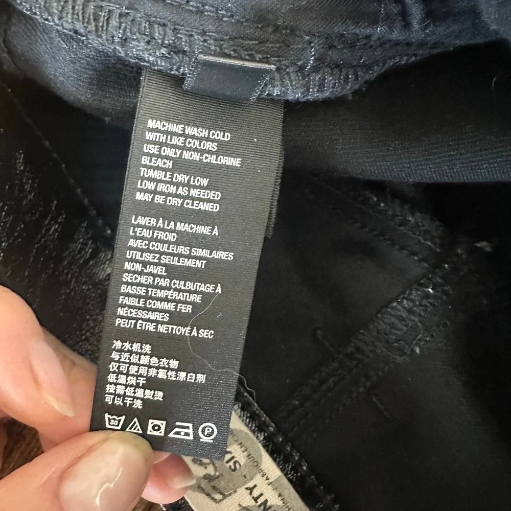 Free People Phoenix coated pants 26 black shiny high rise button fly mob wife - Picture 9 of 12